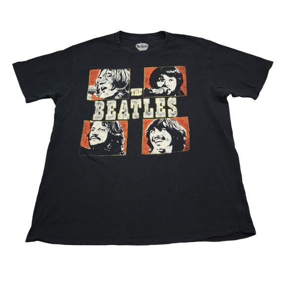 The Beatles Shirt Mens L Black Short Sleeve Crew Neck Graphic Print Tee - Picture 1 of 14